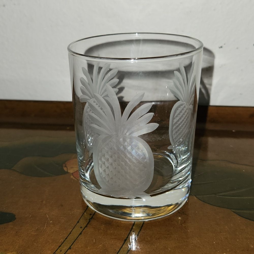 Pineapple Etched Coastal Decor Glass 14 oz.